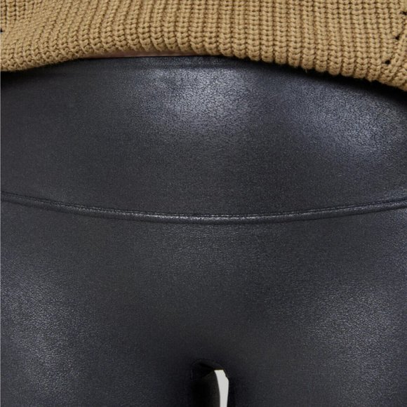 NEW SPANX Black High Rise Faux Leather Leggings Size XL $98 - Picture 8 of 11